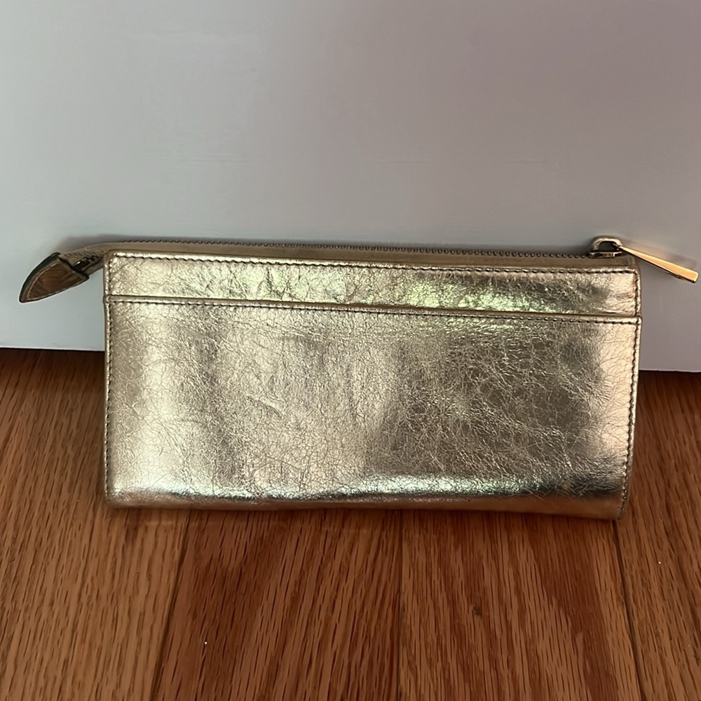 Marc Jacobs Metallic Gold Leather Clutch Wristlet - Picture 2 of 6